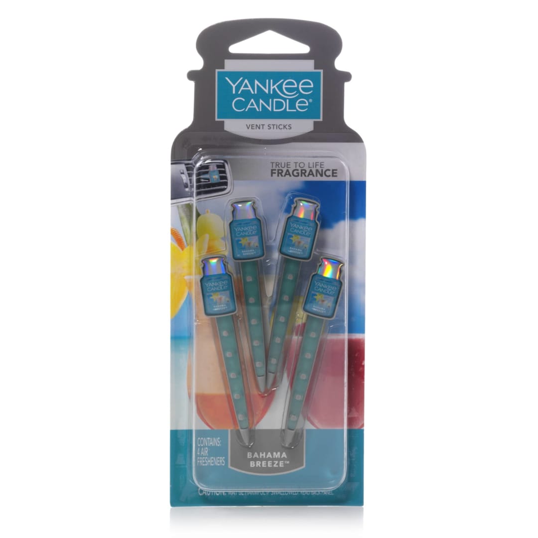 Yankee Candle® Car Air Fresheners Car Vent Stick Bahama Breeze™ Scented Includes 4 Odor Neutralizing Sticks Each Lasts Up To 2 Weeks
