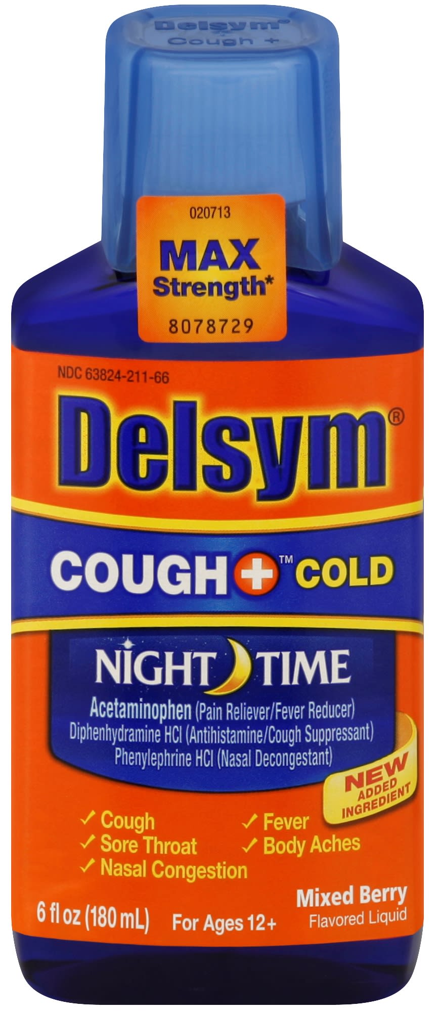Delsym Nit Adult Tos i Refredat Líquid, Gust Fruits del Bosc, 177 ml