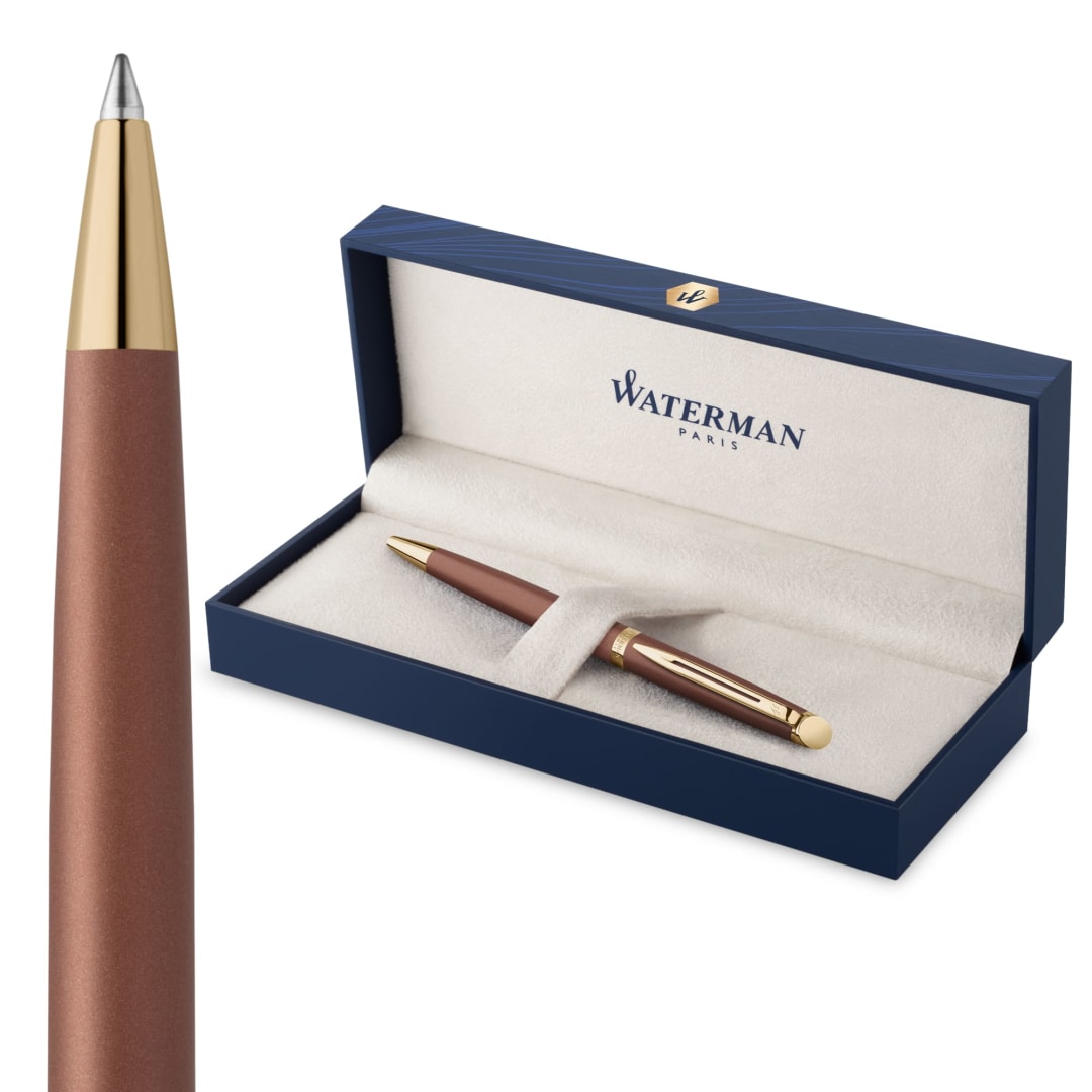 Waterman Hemisphere Ballpoint Pen | Copper Red (The Understated Edit Collection) | Medium Point with Blue Ink | Gift Box