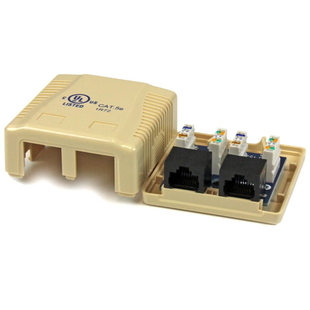 Dual Category 5 RJ45 Wallbox-Ivory