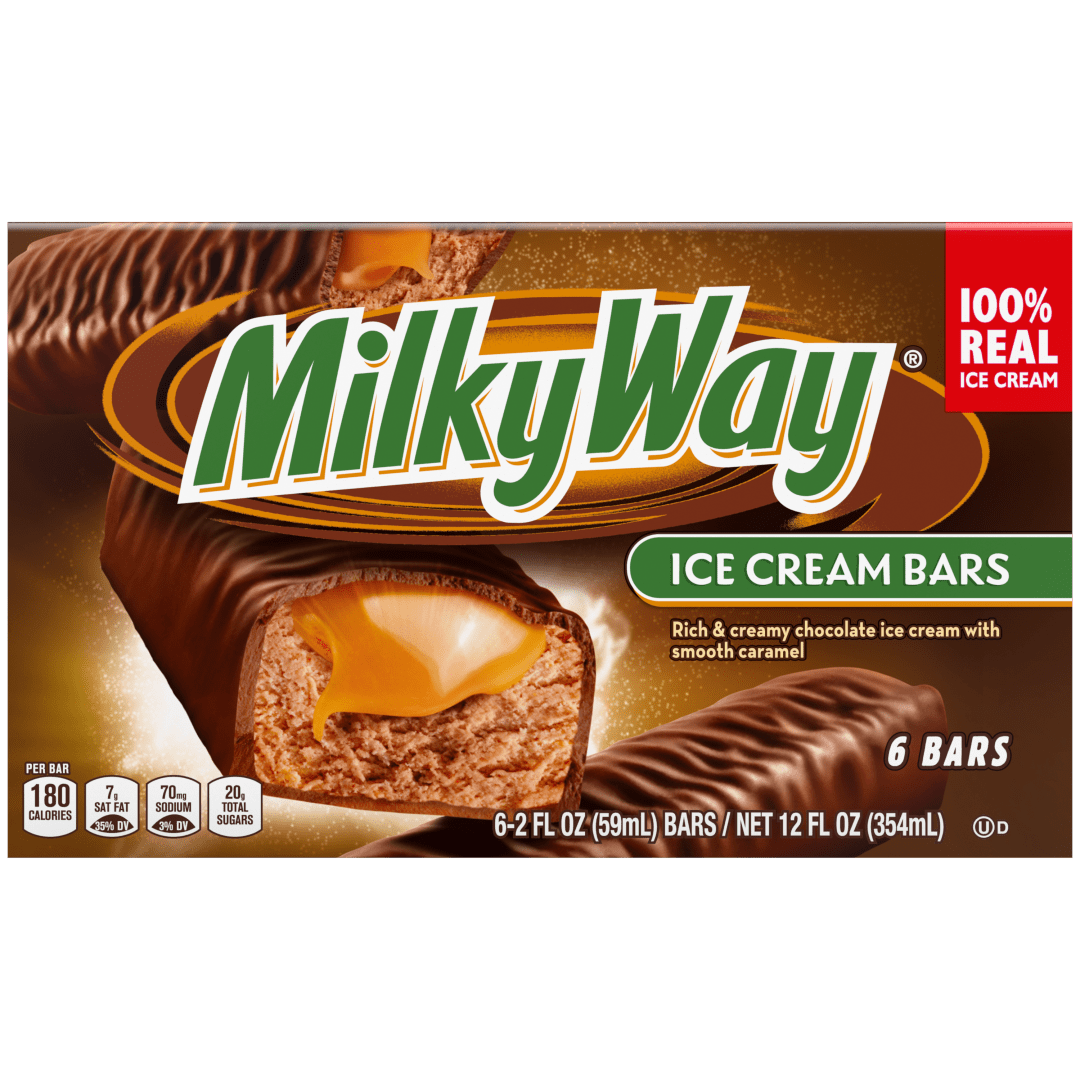 MILKY WAY Chocolatey Ice Cream Bars with Caramel and a Milk Chocolatey Coating, 6 Pack, 2 Oz Bars