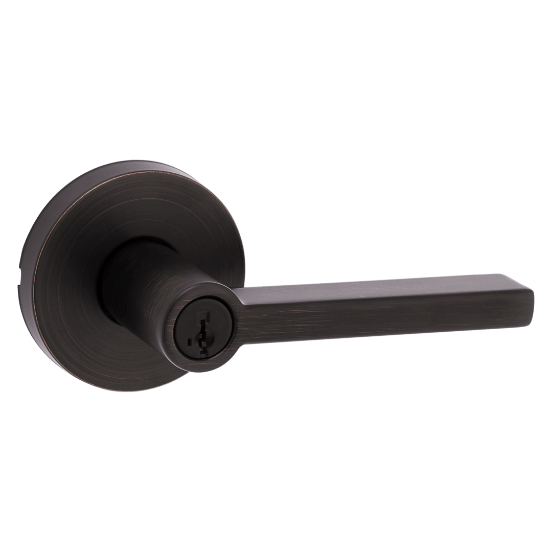Halifax Keyed Entry Lever in Venetian Bronze featuring SmartKey Security