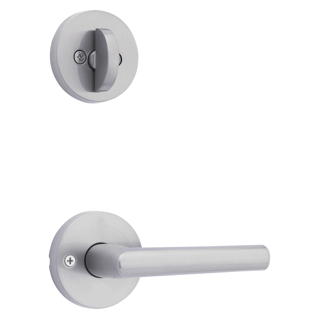 966 Single Cylinder Interior Pack w/ Round Rose Milan Lever Handlesets in Satin Chrome