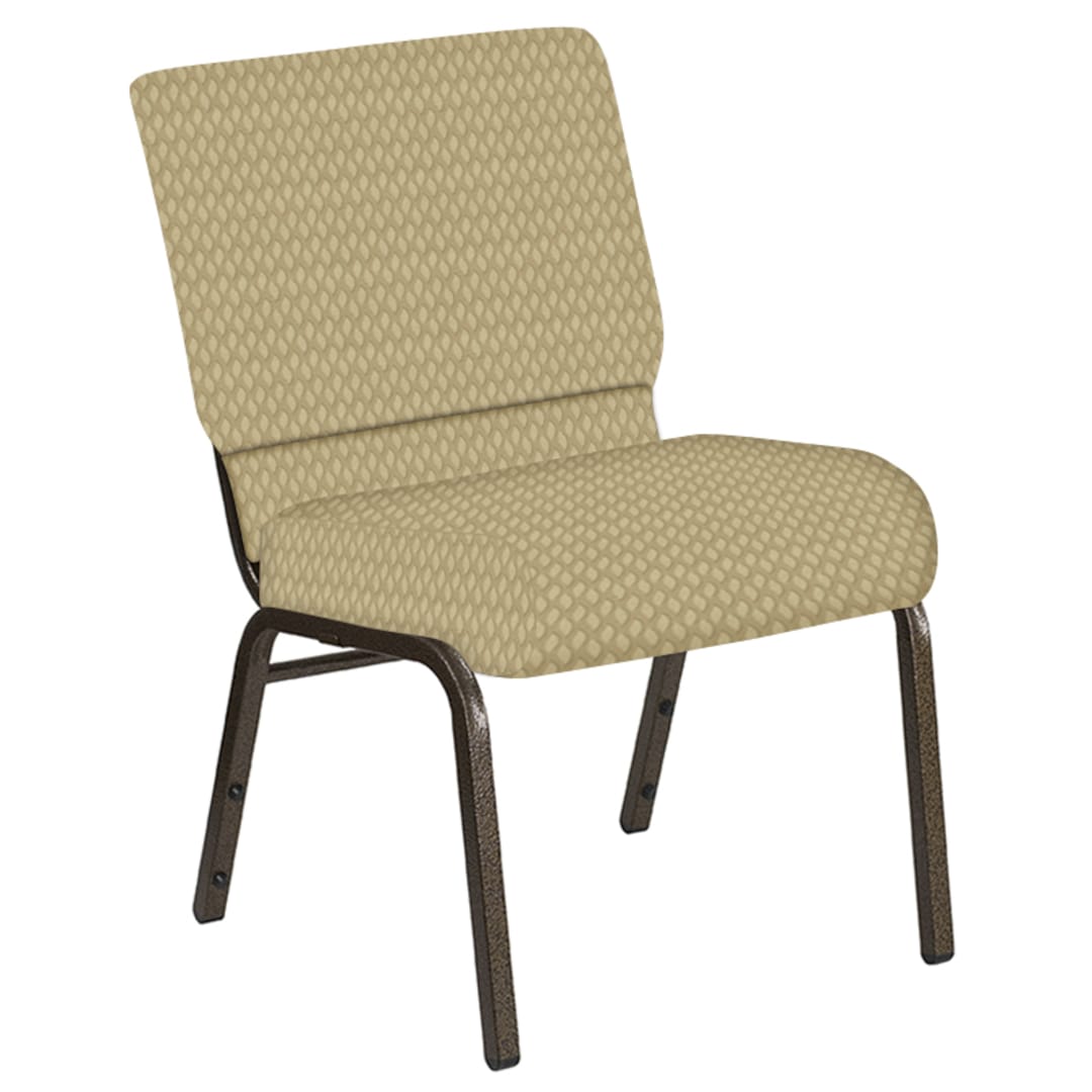 Embroidered 21''W Church Chair in Rapture Bisque Fabric - Gold Vein Frame
