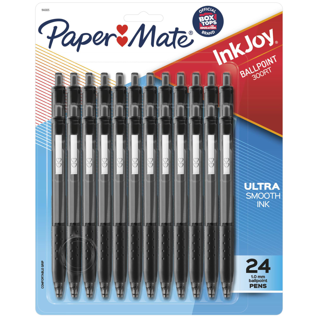 Paper Mate® InkJoy® 300RT Retractable Ballpoint Pens, Medium Point (1.0mm), Black, 24 Count
