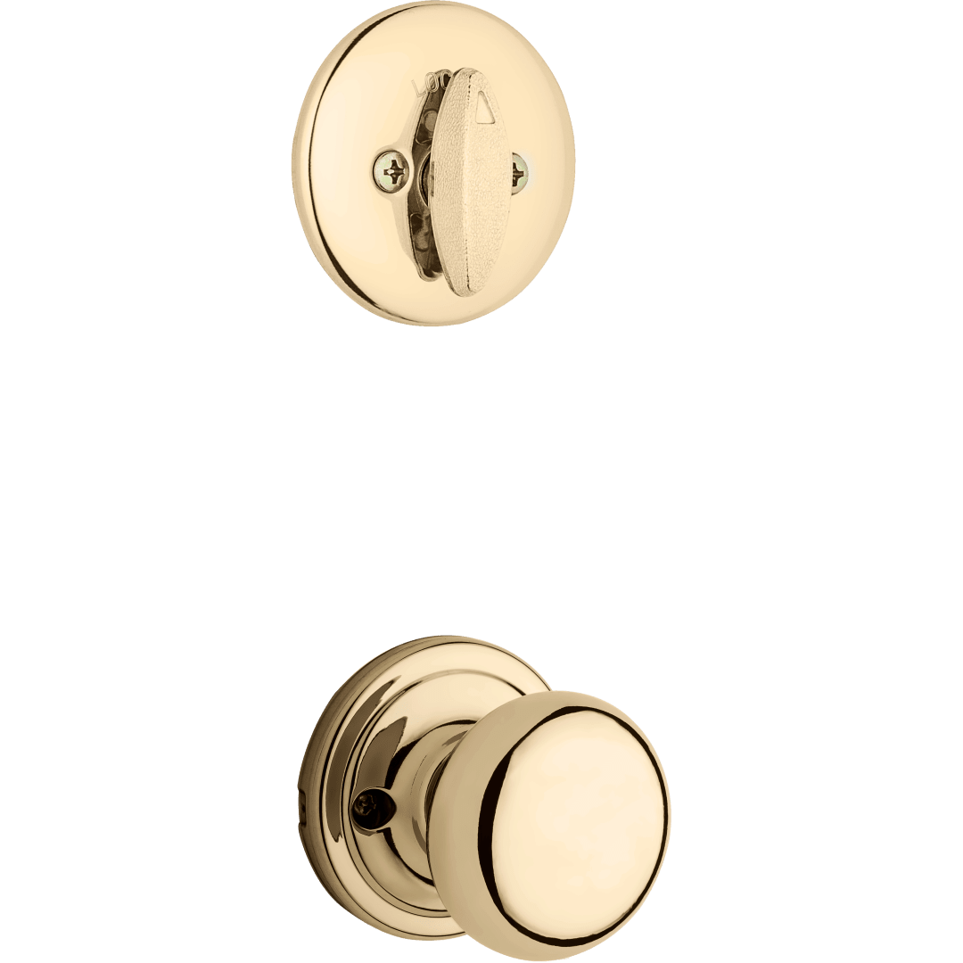 604 Single Cylinder Interior Pack w/Hancock Knob for Kwikset Series Handlesets in Polished Brass