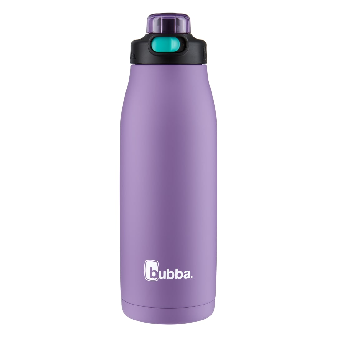 bubba® Radiant Stainless Steel Water Bottle with Push-Button Chug Lid 32oz., Dark Lavender Rubberized