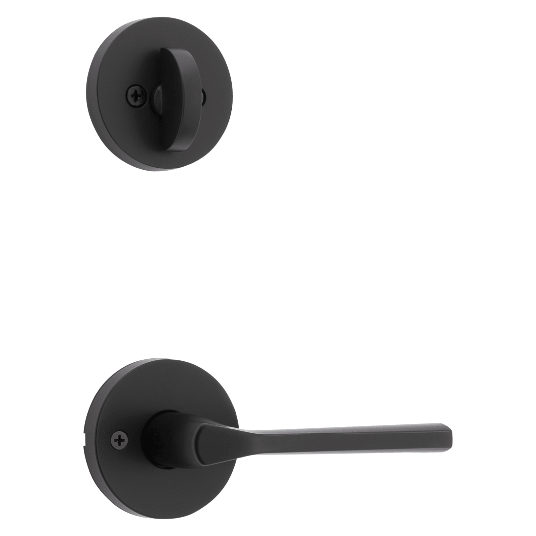 966 Single Cylinder Interior Pack w/ Round Rose Lisbon Lever Handlesets in Matte Black
