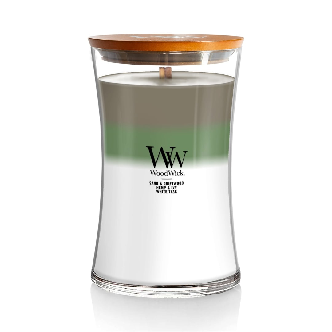 WoodWick Large Hourglass Candle Verdant Earth - Premium Soy Blend Wax Pluswick Innovation Wood Wick Made in USA