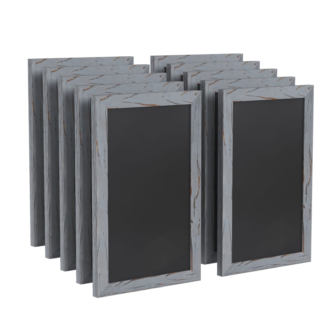Canterbury 11" x 17" Rustic Gray Wall Mount Magnetic Chalkboard Sign, Hanging Wall Chalkboard Memo Board for Home, School, or Business, Set of 10