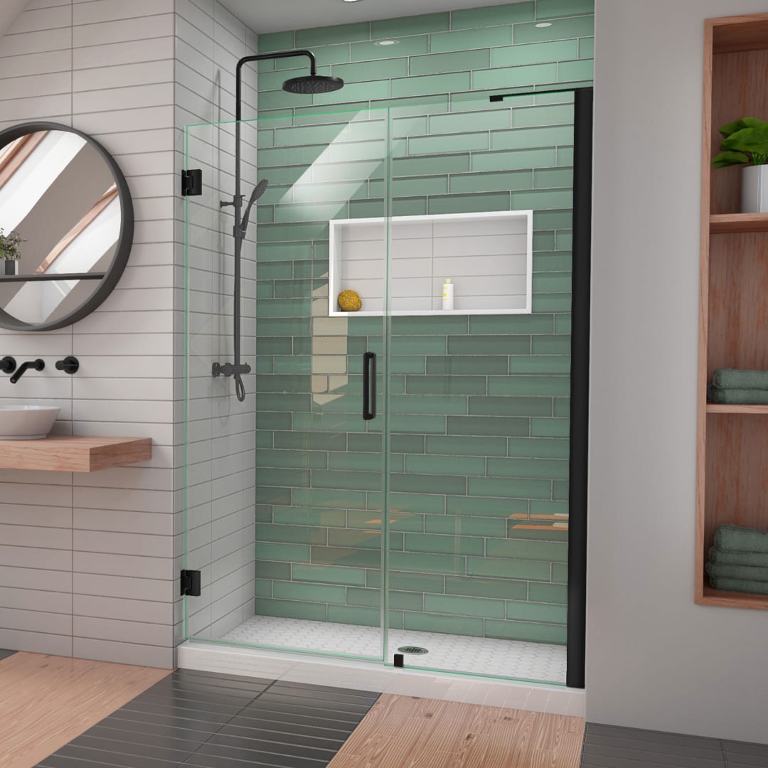 DreamLine Unidoor-LS 47 - 48 inch W x 72 inch H Frameless Hinged Shower Door in Matte Black