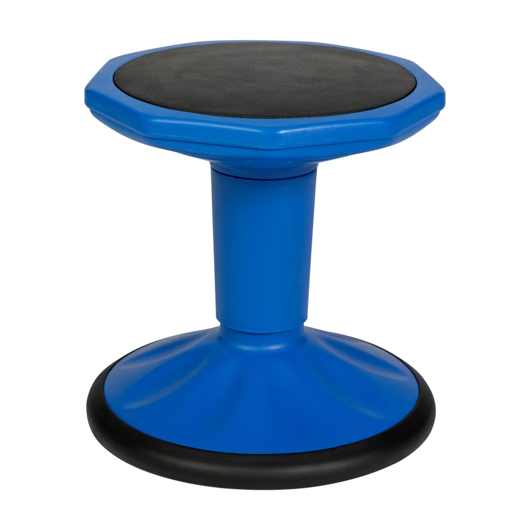 Lucas Fixed Height Kids Flexible Active Stool for Classroom and Home with Non-Skid Bottom in Blue, 14" Seat Height
