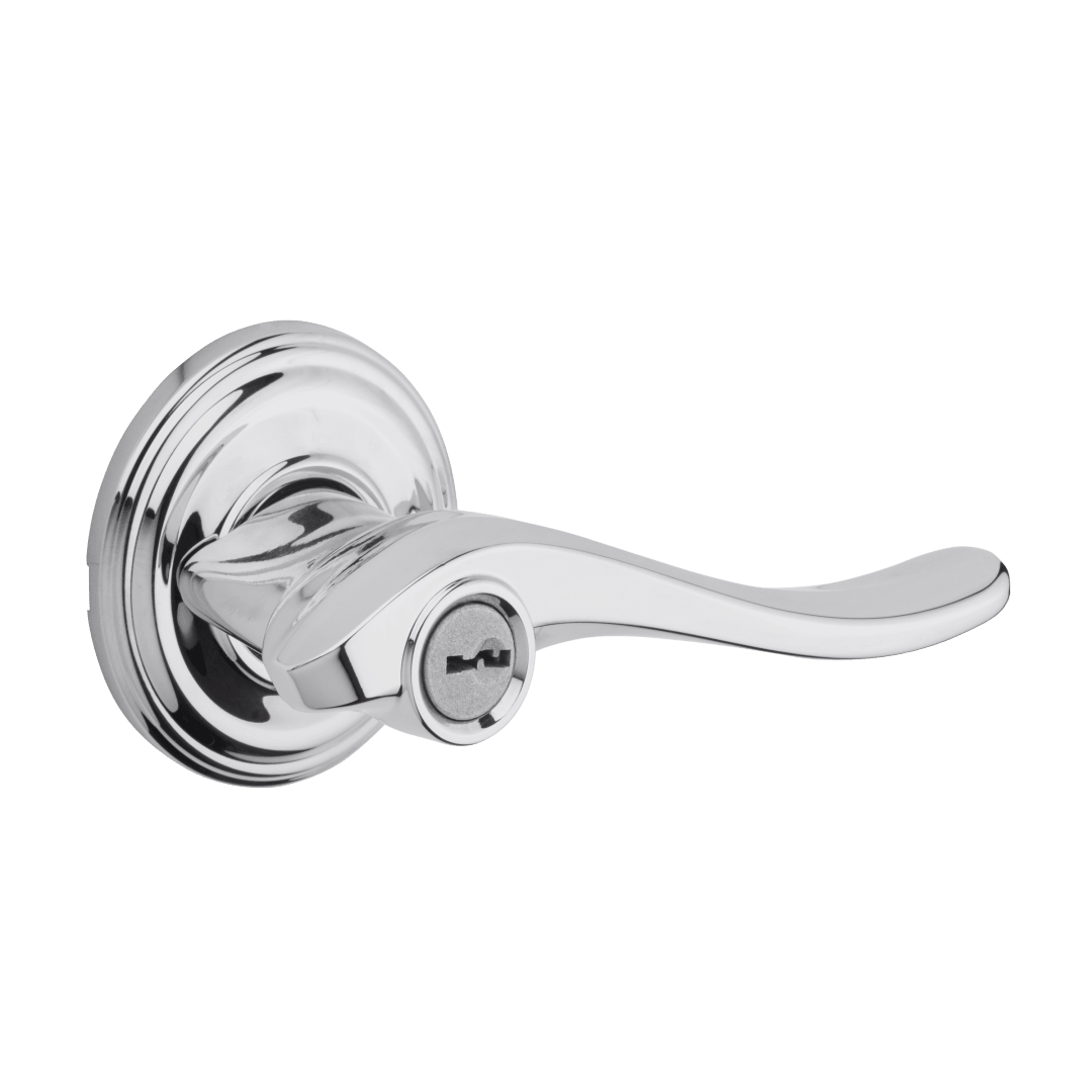 Avalon Round Keyed Entry Lever in Polished Chrome