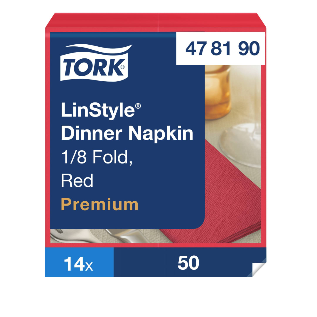 Tork Premium LinStyle® Red Dinner Napkin 1/8 Folded