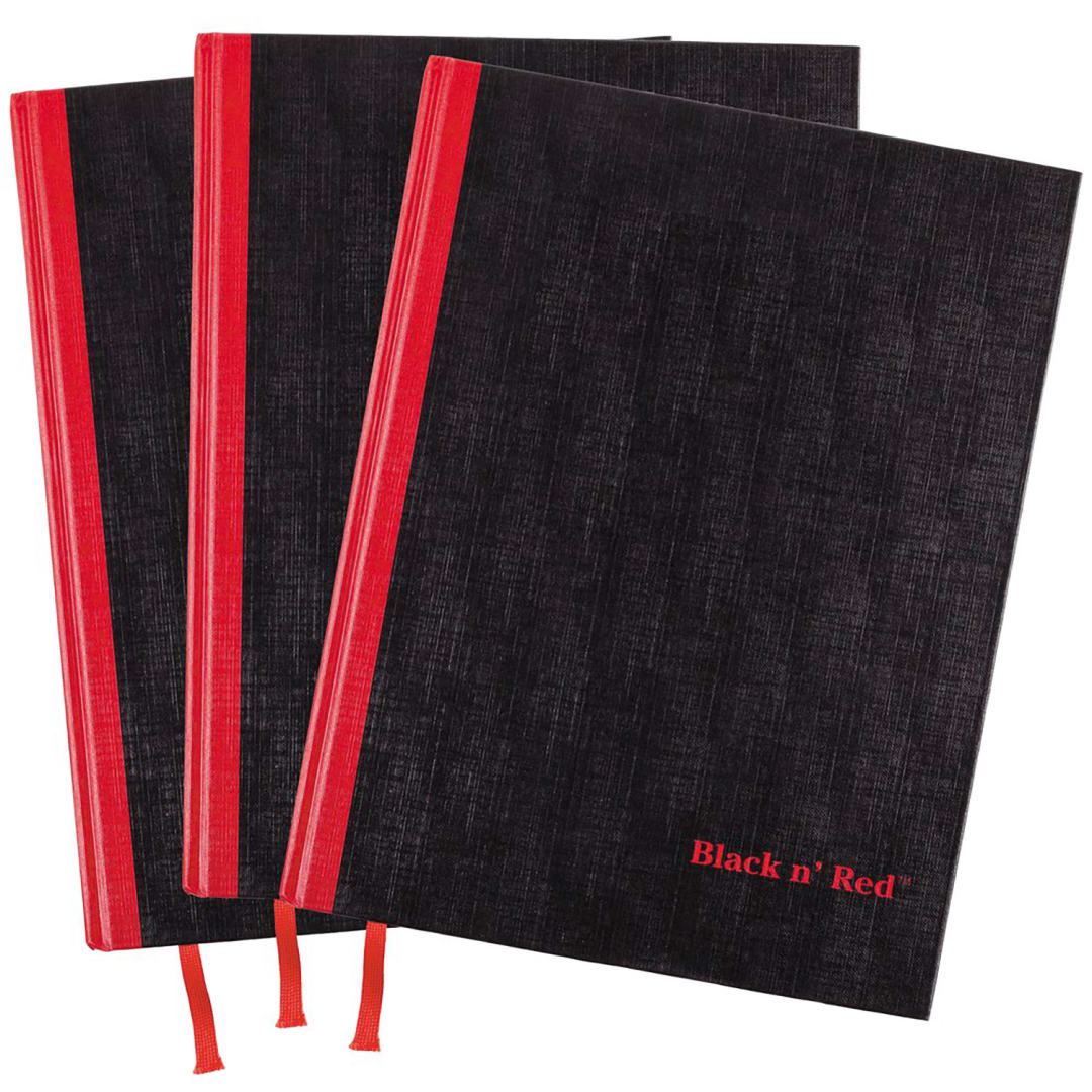 Black n' Red™‭ Hardcover Casebound Business Notebook, 96 Sheets, 11.75 in x 8.25 in, Black