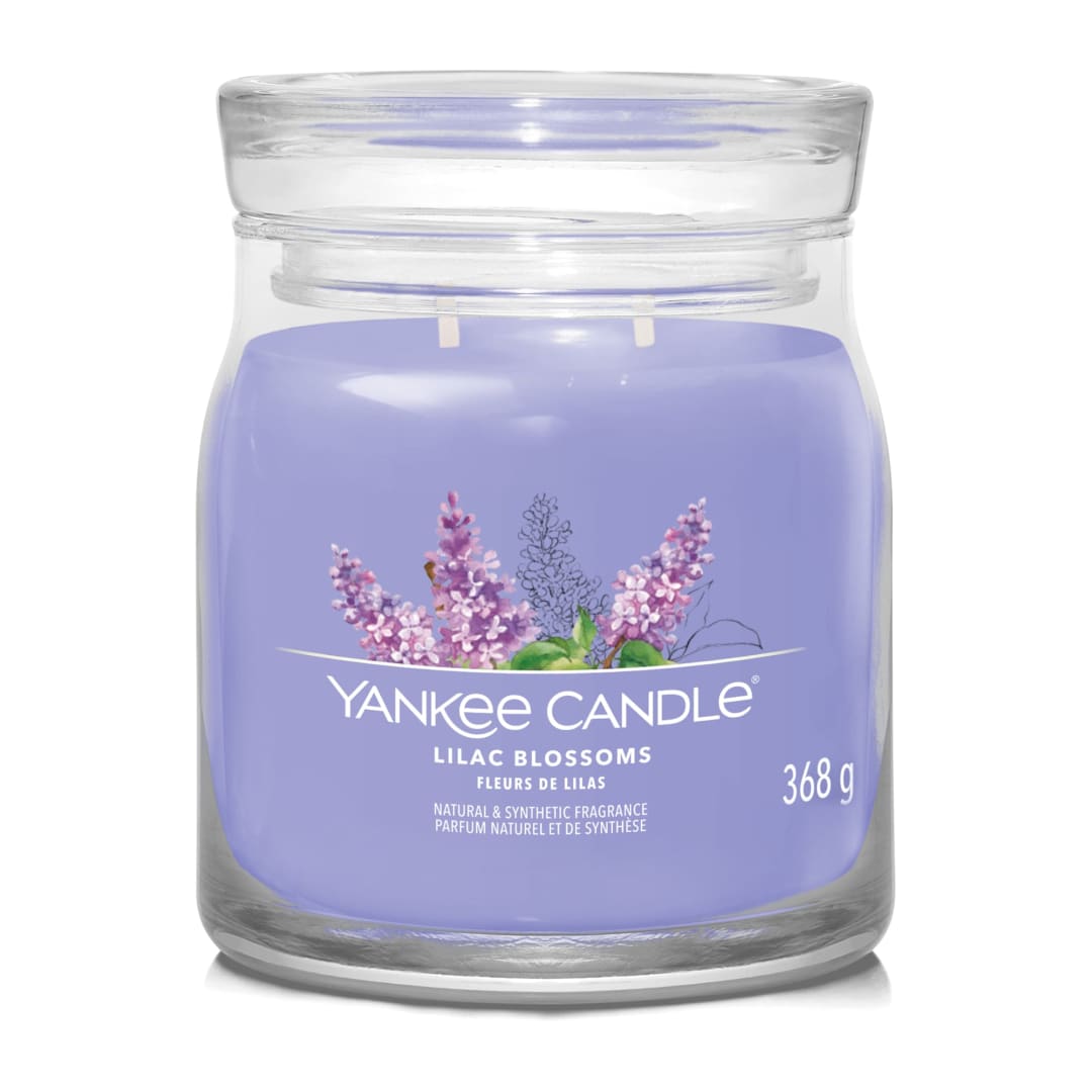 Yankee Candle® Signature Scented Candle | Lilac Blossoms Medium Jar Candle with Double Wicks | Soy Wax Blend Long Burning Candle