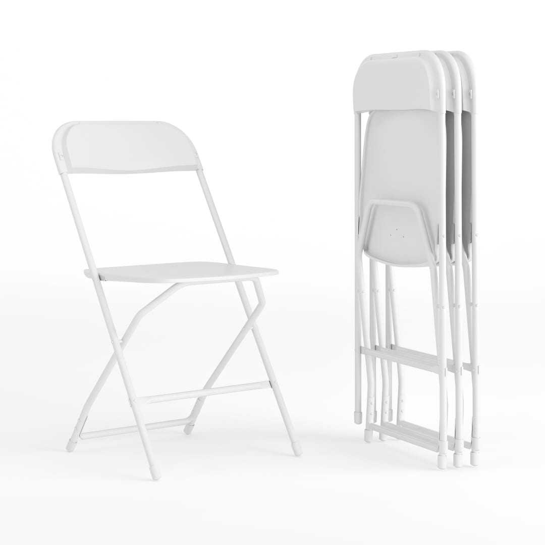Hercules Series Plastic Folding Chair White - 4 Pack 650LB Weight Capacity Comfortable Event Chair-Lightweight Folding Chair