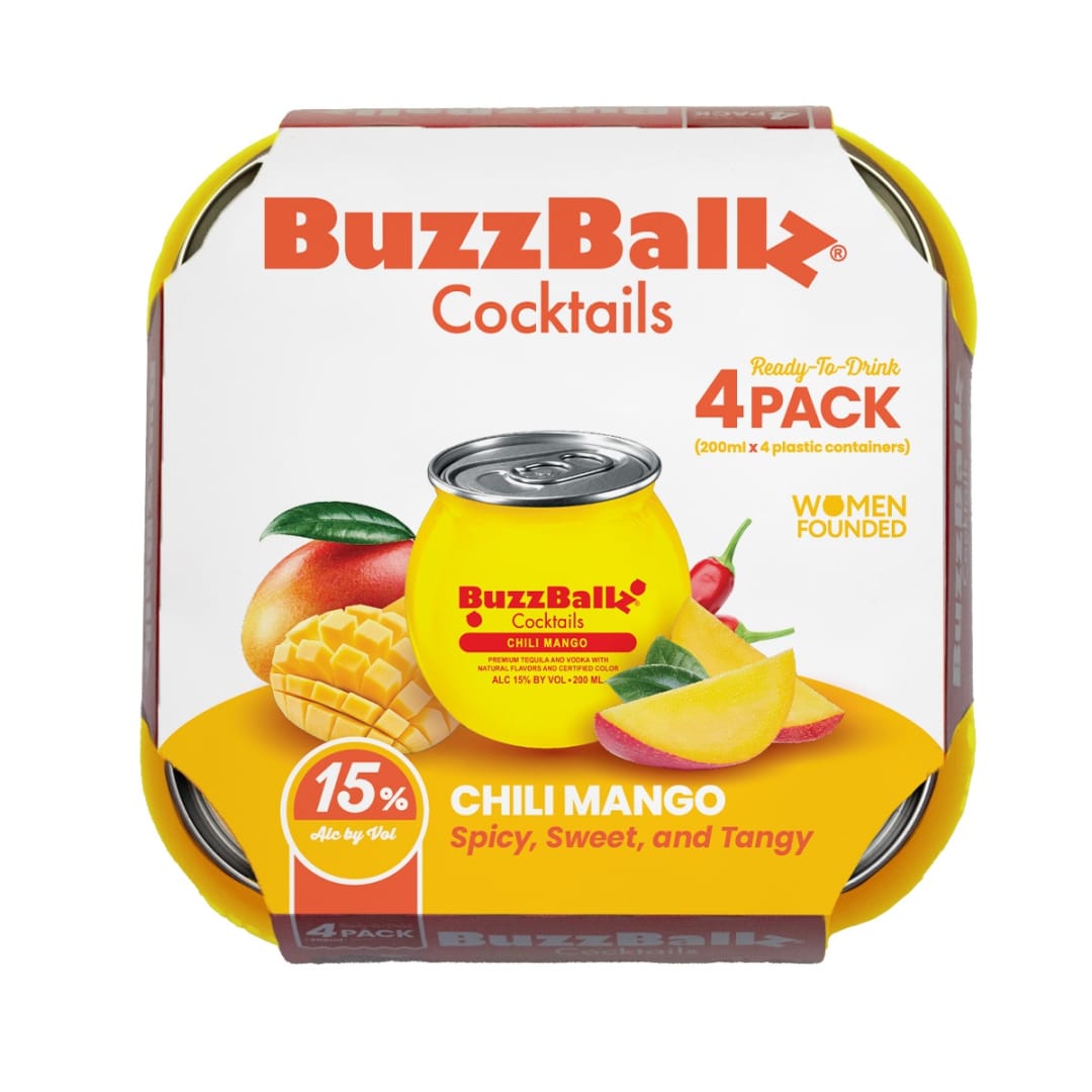 BuzzBallz Chili Mango Cocktails 4 Pack 200ml Shot Cups 30 Proof