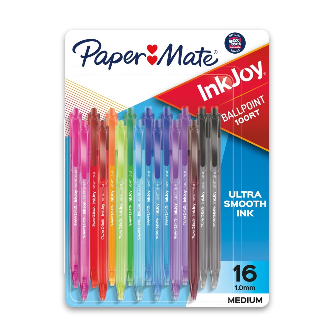 Paper Mate® InkJoy® 100RT Retractable Ballpoint Pens, Medium Point (1.0mm), Assorted, 16 Count