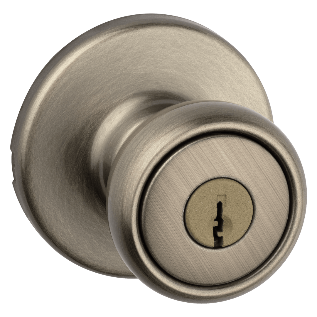 Tylo Keyed Entry Knob in Antique Brass