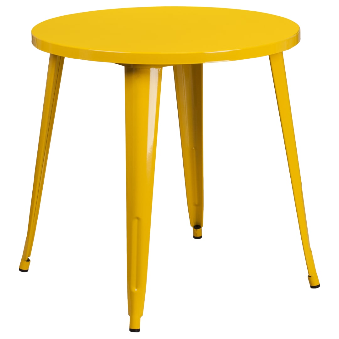 Jeffrey Commercial Grade 30" Round Yellow Metal Indoor-Outdoor Table
