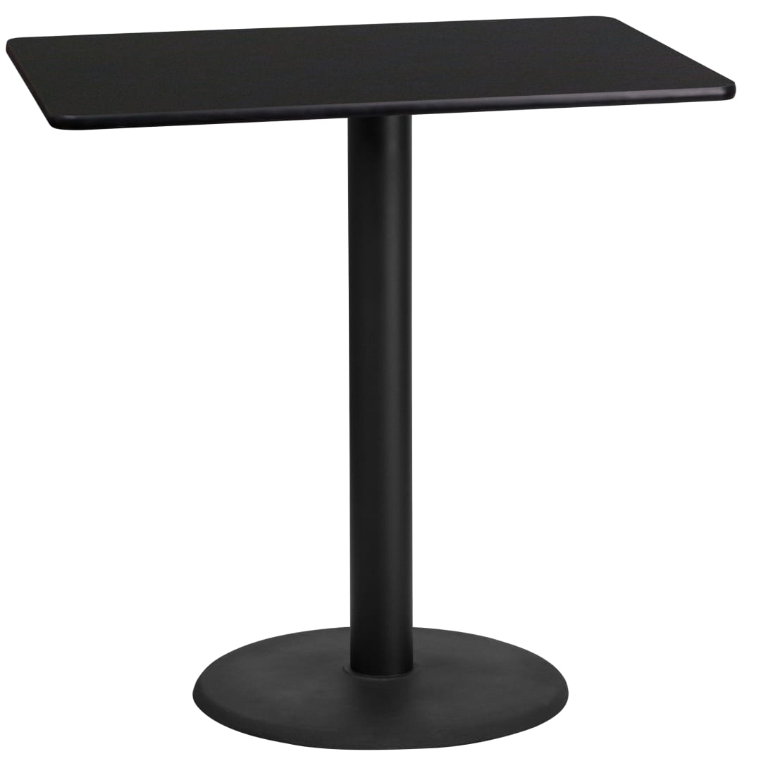 Stiles 24'' x 42'' Rectangular Black Laminate Table Top with 24'' Round Bar Height Table Base