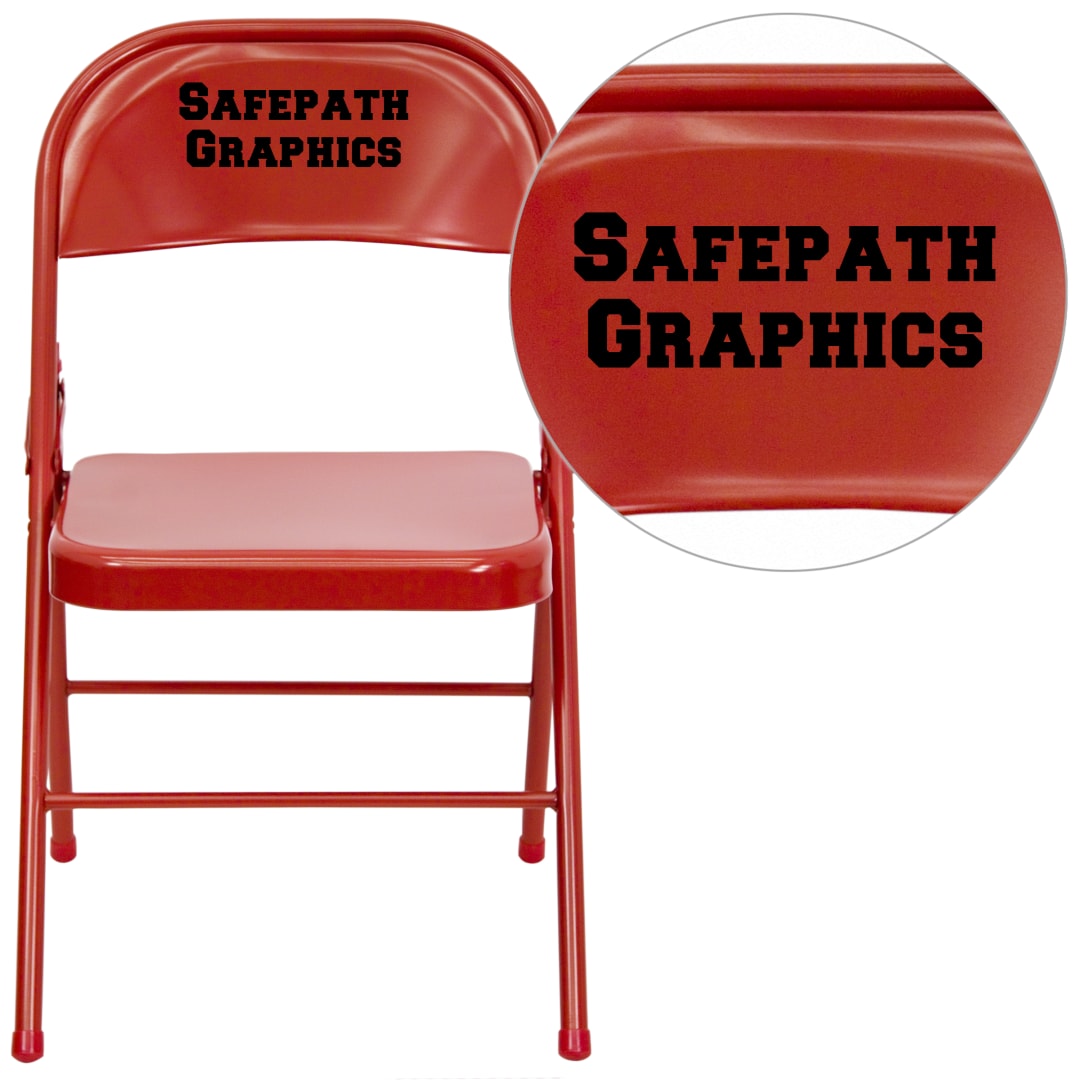 Personalized HERCULES Series Triple Braced &amp; Double Hinged Red Metal Folding Chair