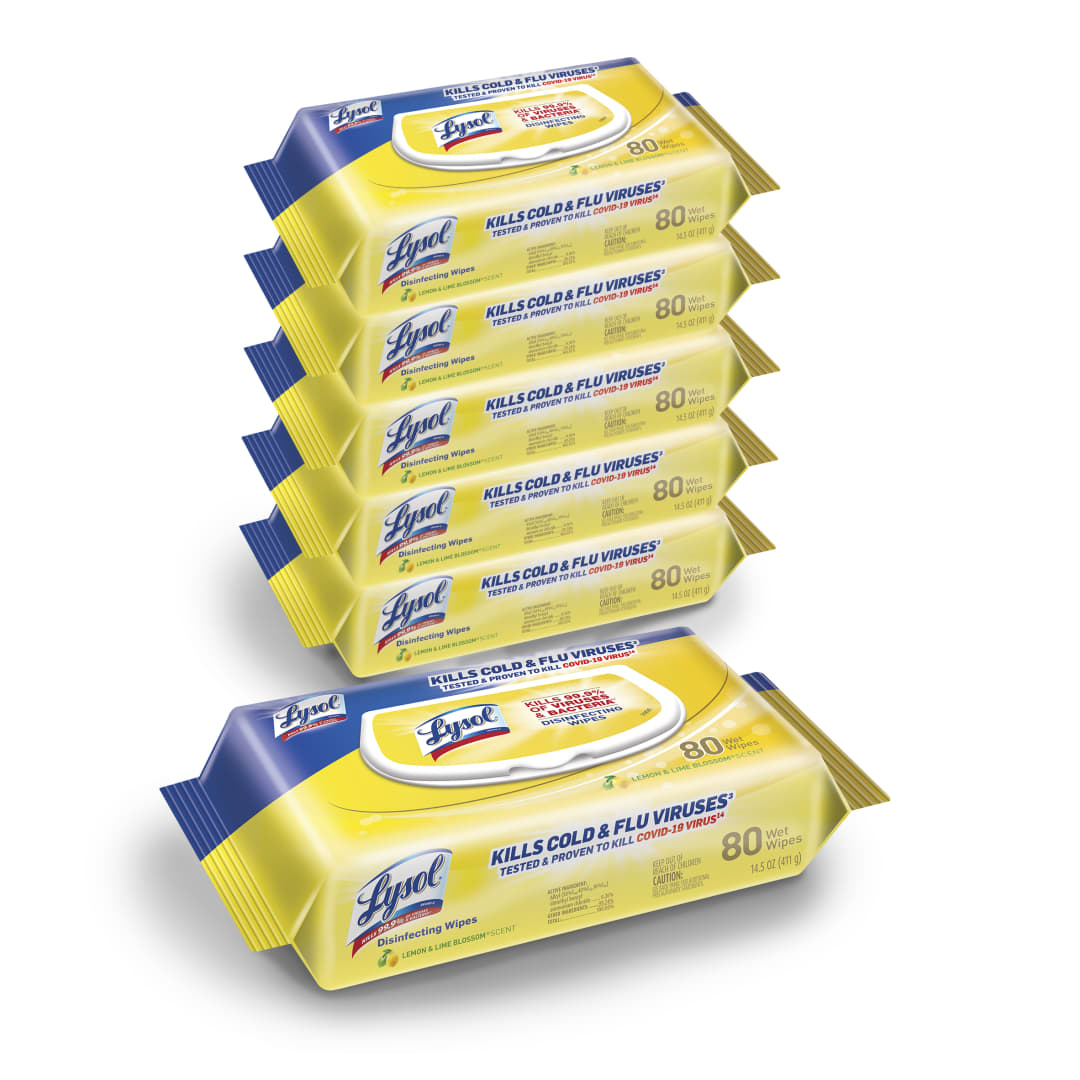 LYSOL® Disinfecting Wipes - Lemon & Lime Blossom® Flatpack 6/80 ct.