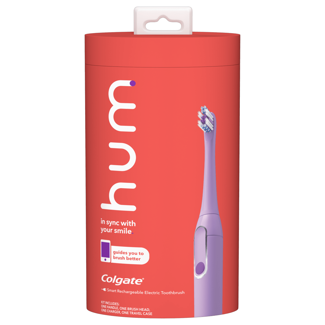hum by Colgate Smart Electric Toothbrush Kit, Rechargeable Sonic Toothbrush with Travel Case, Purple