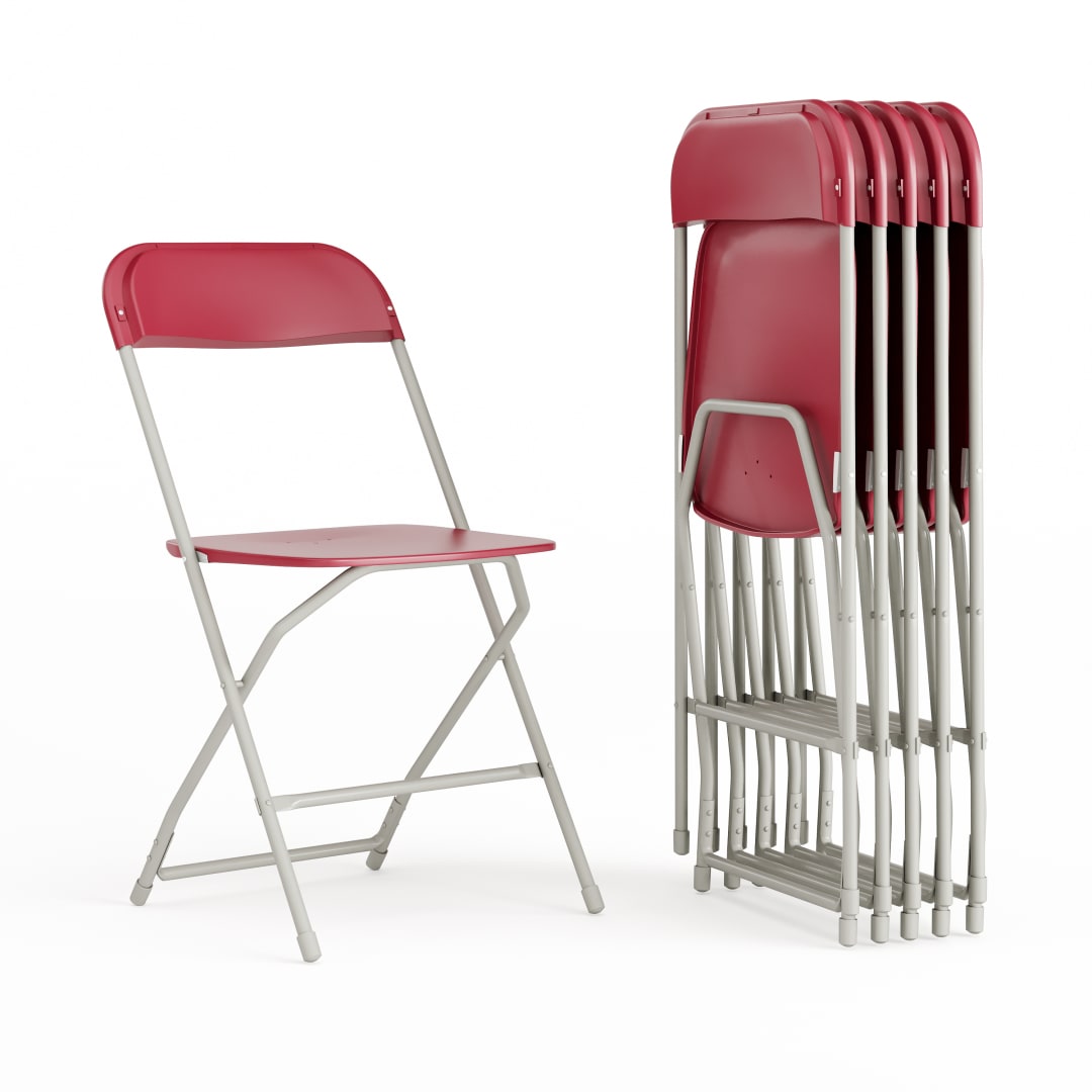 Hercules Series Plastic Folding Chair Red - 6 Pack 650LB Weight Capacity Comfortable Event Chair-Lightweight Folding Chair