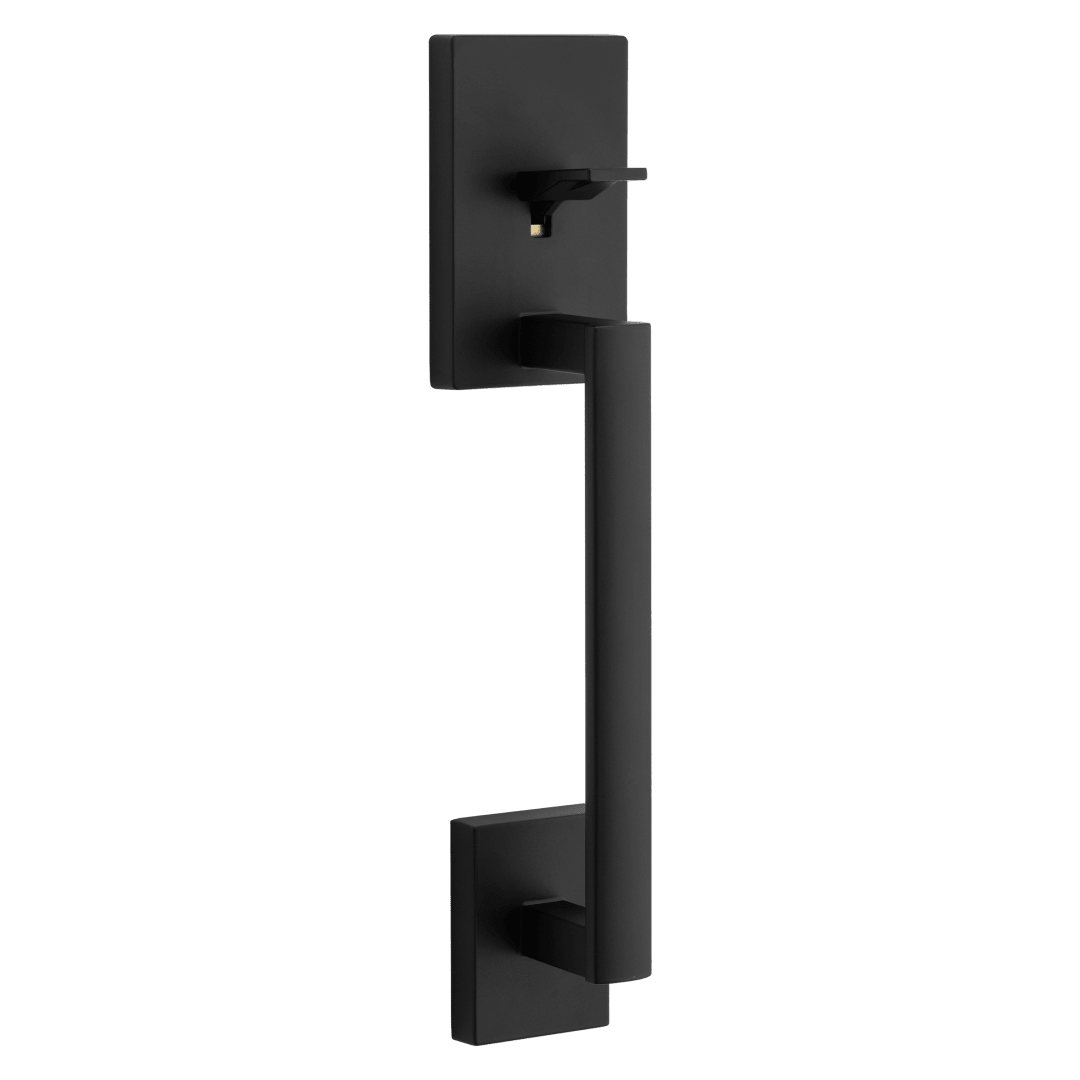 San Clemente Entry Handleset Exterior Grip with Interior Lever Only in Matte Black