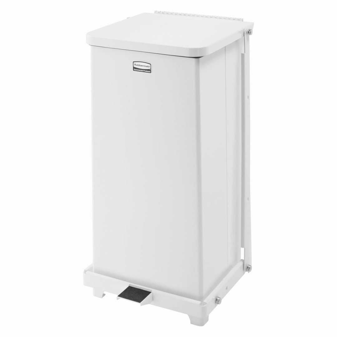 Rubbermaid Commercial Products Defenders® 6.5 Gal Square Step Trash Can, Sky White