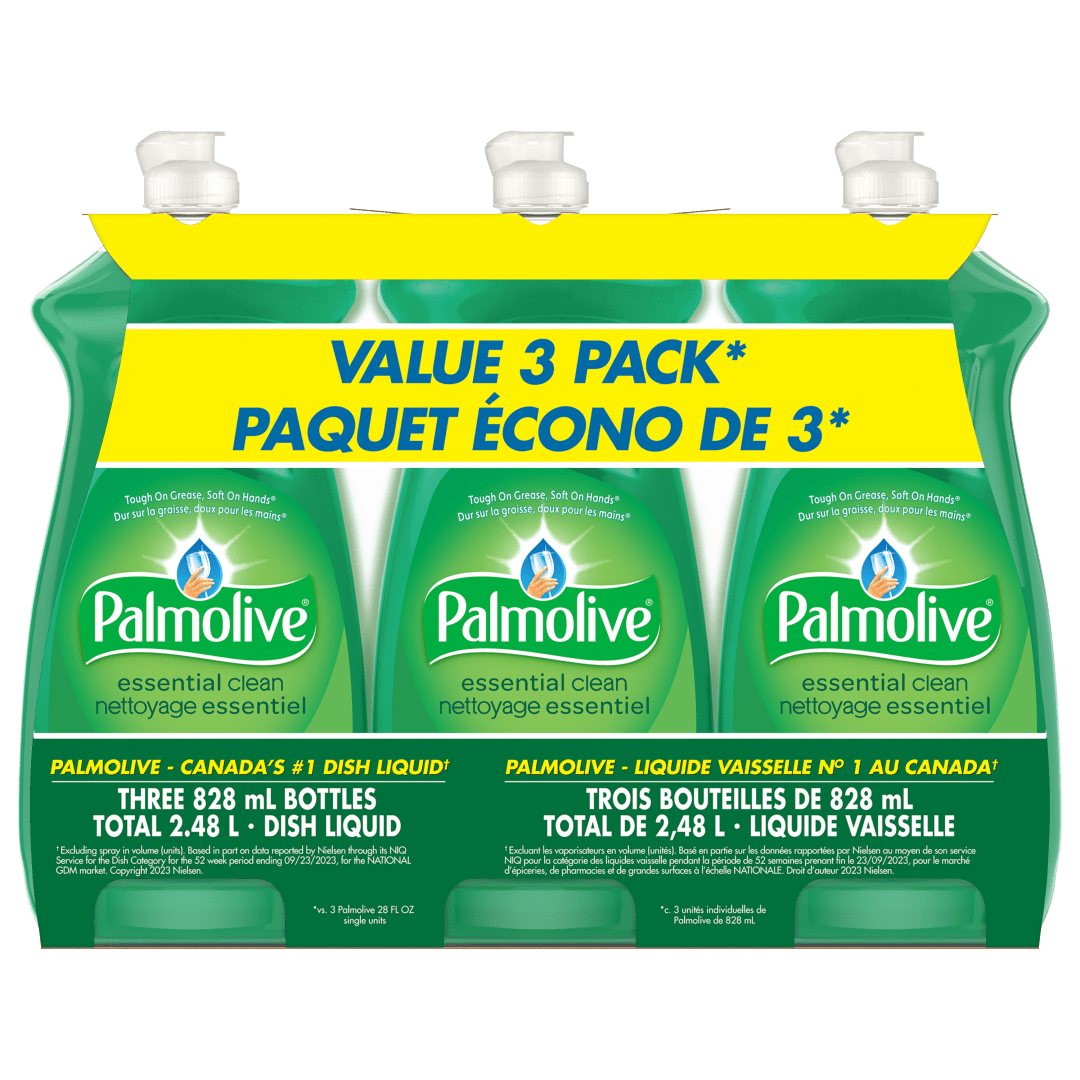 Palmolive Essential Clean Liquid Dish Soap, Original Scent - 828 mL (3 Pack)