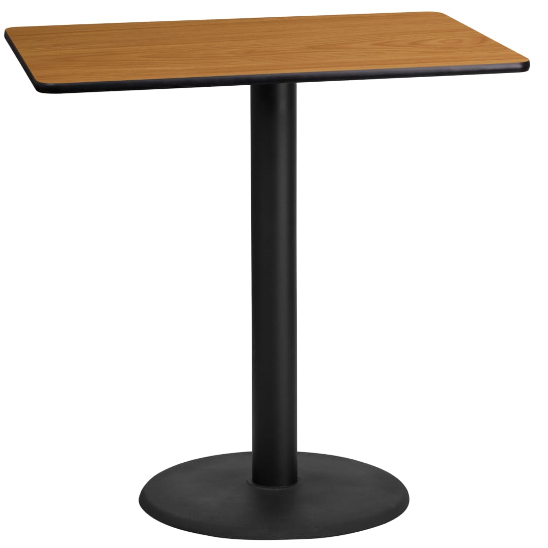 Stiles 24'' x 42'' Rectangular Natural Laminate Table Top with 24'' Round Bar Height Table Base