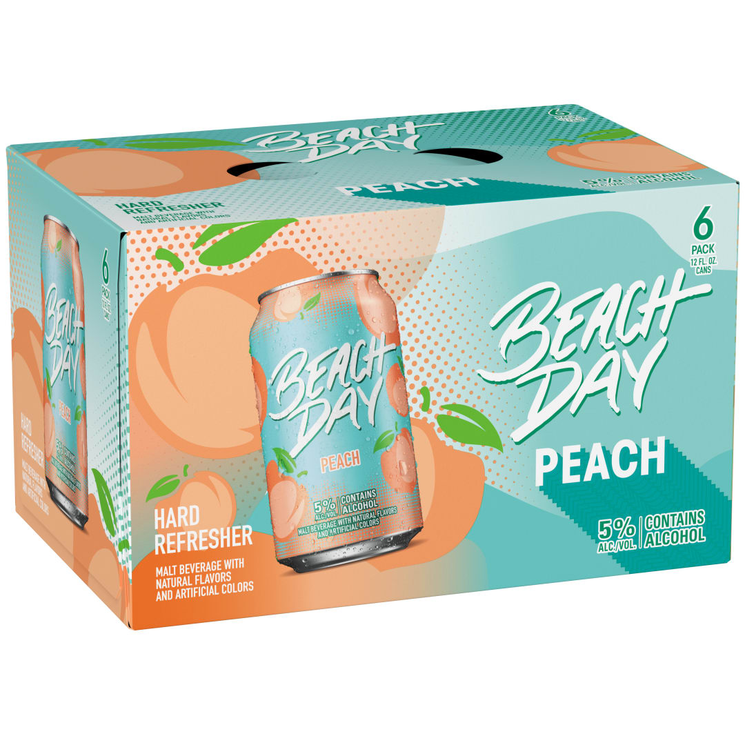Beach Day Peach Malt Beverage 6 - 12 fl oz Cans