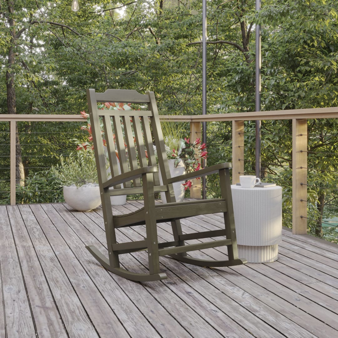 Winston All-Weather Poly Resin Rocking Chair in Mahogany