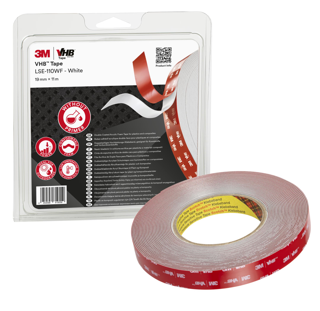 Páska 3M™ VHB™ LSE-110WF, biela, 19 mm x 11 m, 1.1 mm