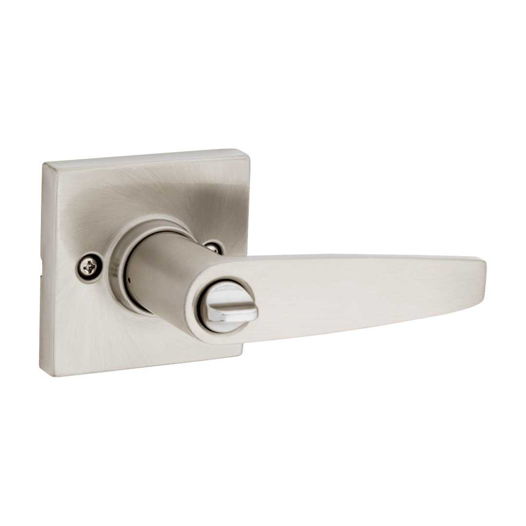 Safelock Winston Lever (Square) - Bed/Bath in Satin Nickel