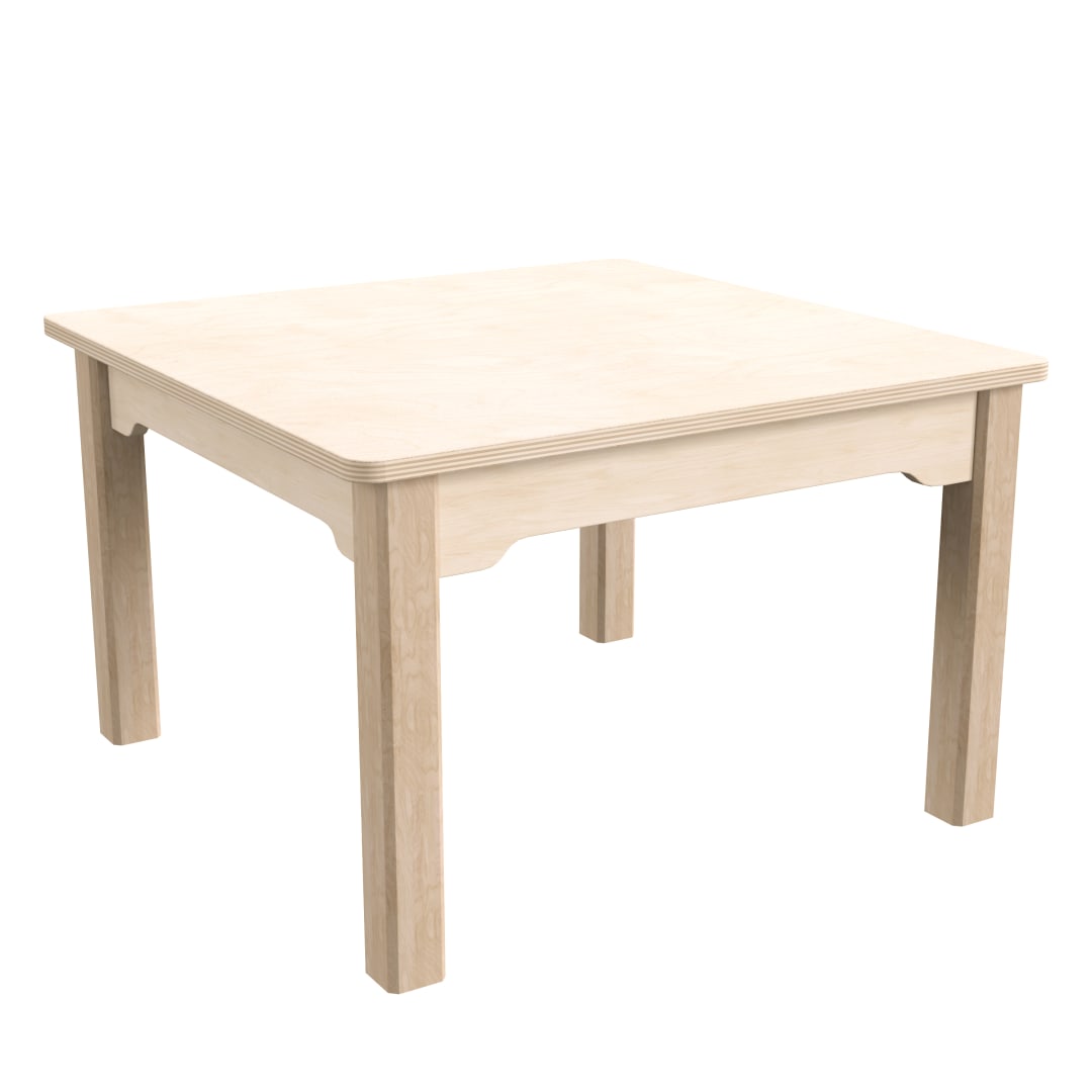 Bright Beginnings Commercial Grade Wooden Square Preschool Classroom Activity Table, (23.5"W x 14.5"H), Beech