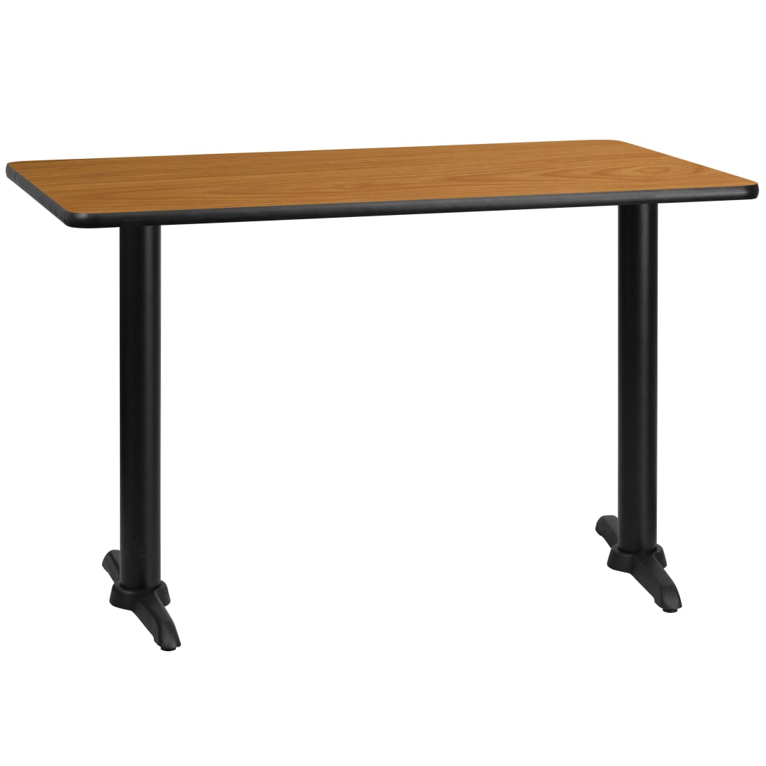 Graniss 30'' x 48'' Rectangular Natural Laminate Table Top with 5'' x 22'' Table Height Bases