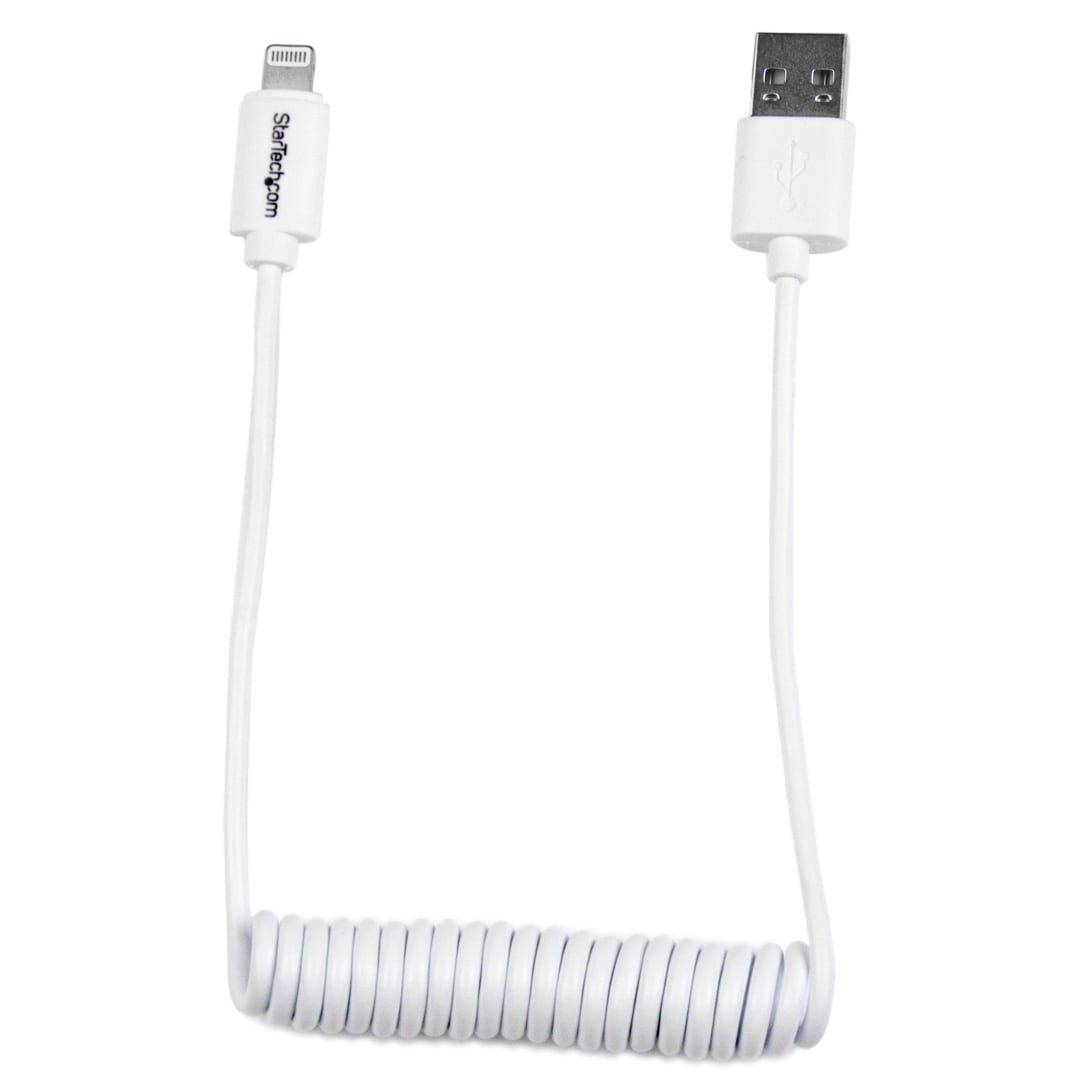 2ft Coiled Lighting to USB Cable - White