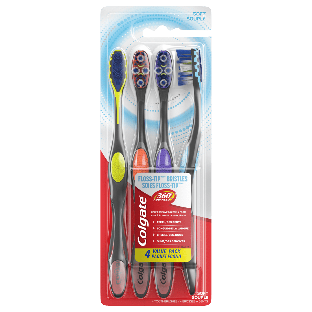 Colgate 36° Total Advanced Floss-Tip Bristles Toothbrush, Soft - 4 Count