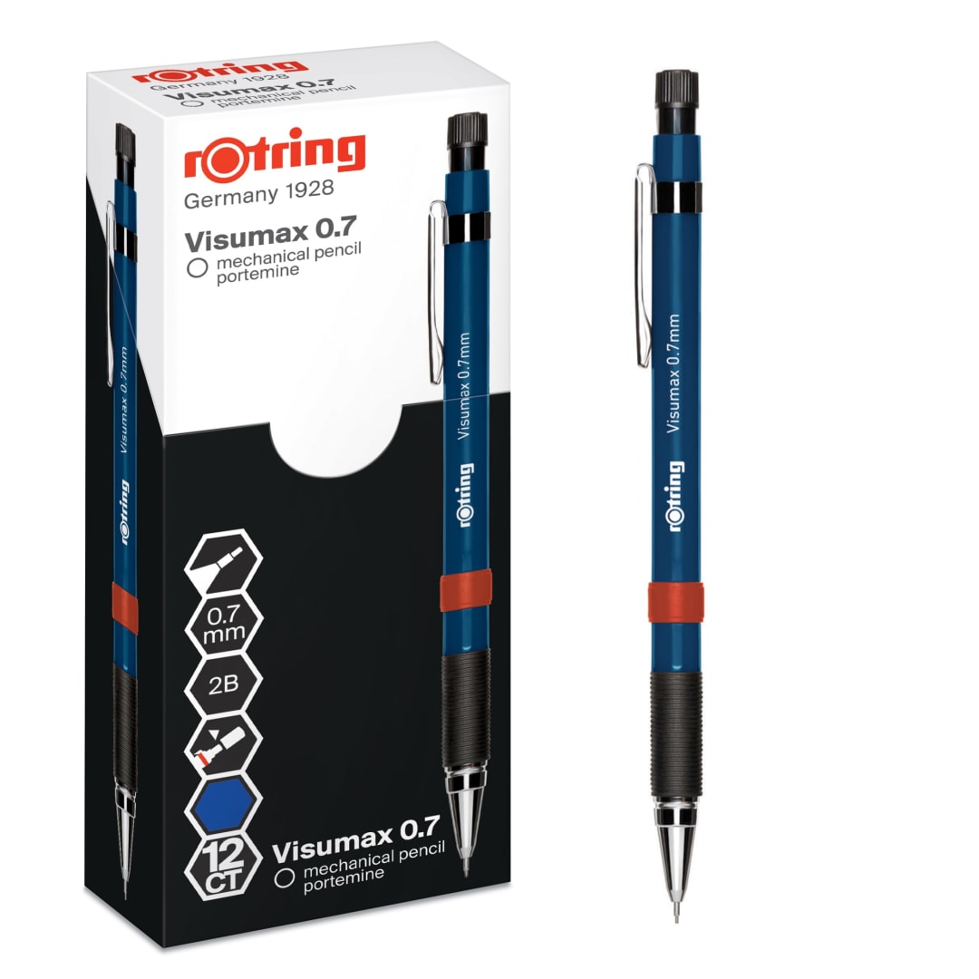 rOtring Visumax Mechanical Pencil | 0.7 mm | 2B Lead | Dark Blue Barrel | 12 Count