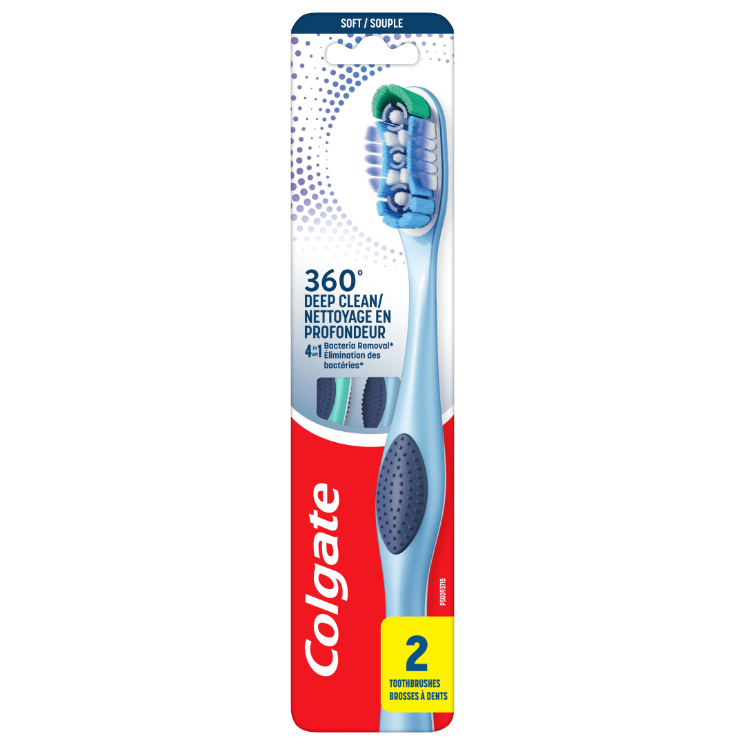 Colgate 360° Toothbrush with Tongue and Cheek Cleaner, Soft - 2 Count