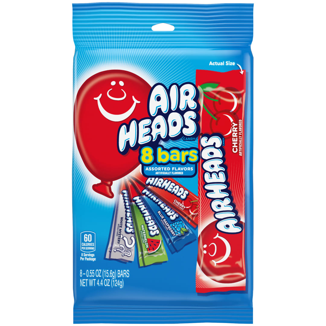 Airheads Bars Assorted Flavors 8 pc Peg Bag