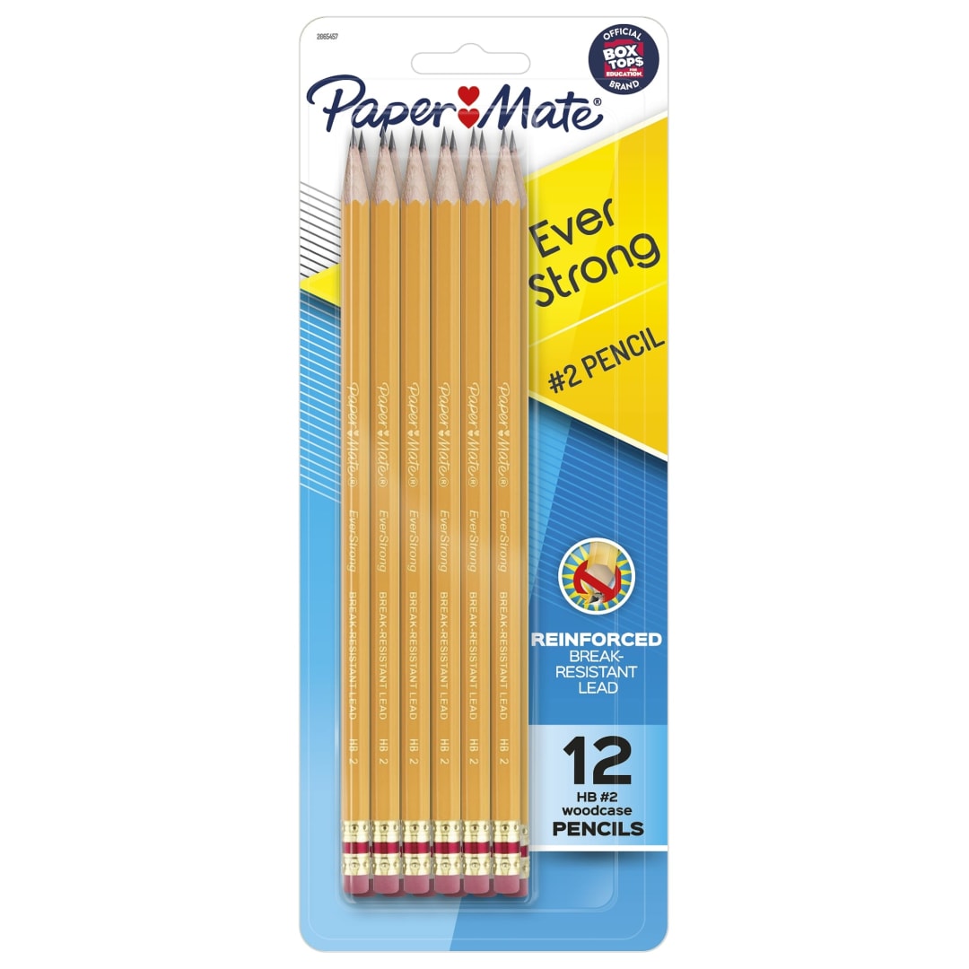 Paper Mate® EverStrong #2 Pencils, Reinforced, Break-Resistant Lead When Writing, 12-Pack