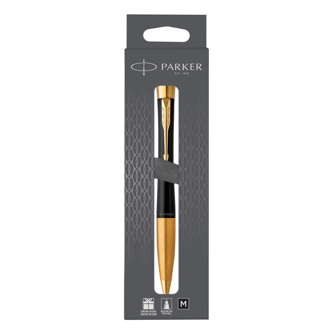 Parker Urban Twist Bolígrafo | Negro Tenue con Detalles Dorados | Punta Mediana con Tinta Negra