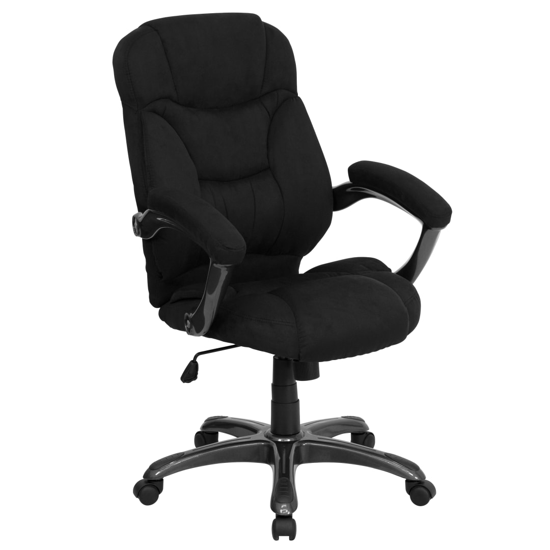 Jessie High Back Black Microfiber Contemporary Executive Swivel Ergonomic Office Chair with Arms