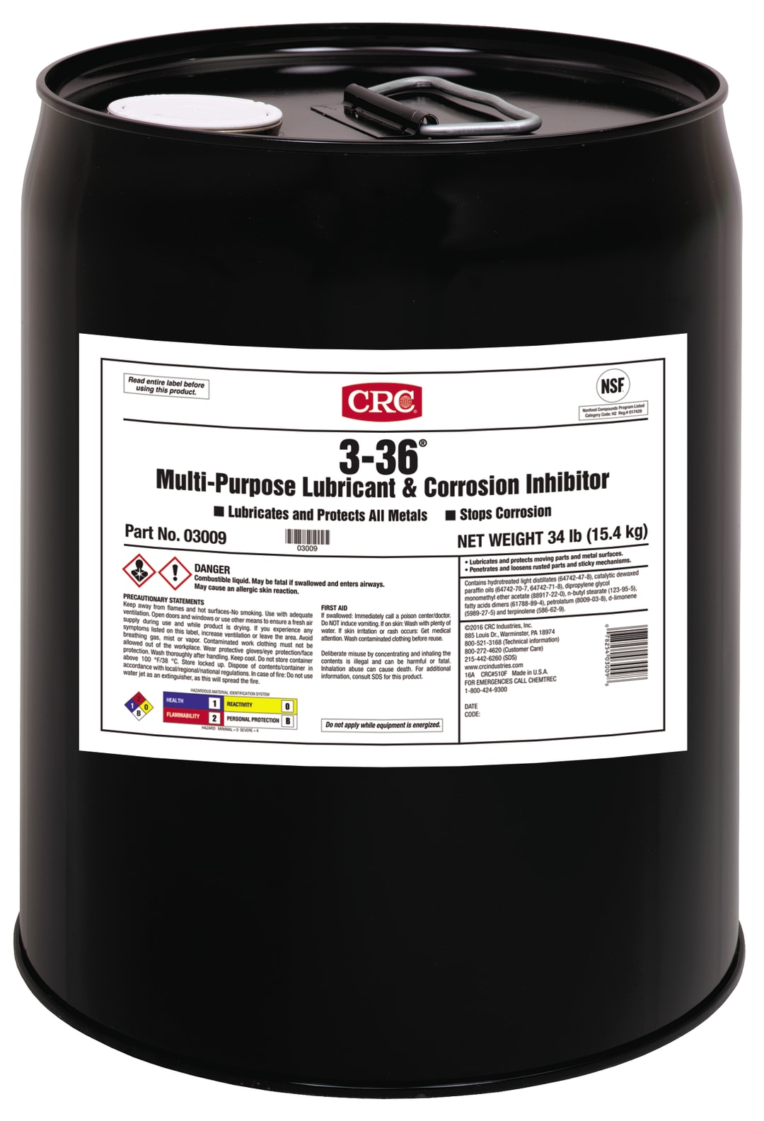 CRC 3-36 Multi-Purp Lubricant & Corrosion Inhibitor 1X5GL