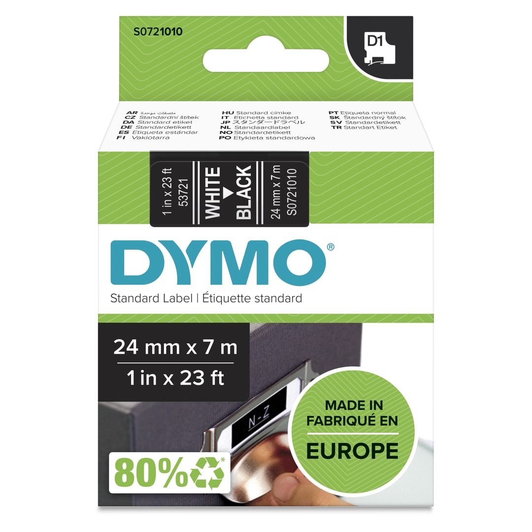 DY D1 24MMX7M WHT/BLK TAPE EU/ANZ
